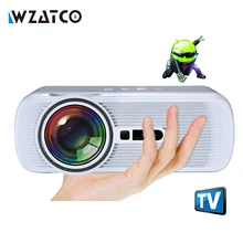 WZATCO 1800Lumen Android Wifi Bluetooth Multifunction LED home cinema digital beamer LCD 3D TV pocket smart projectors proyector