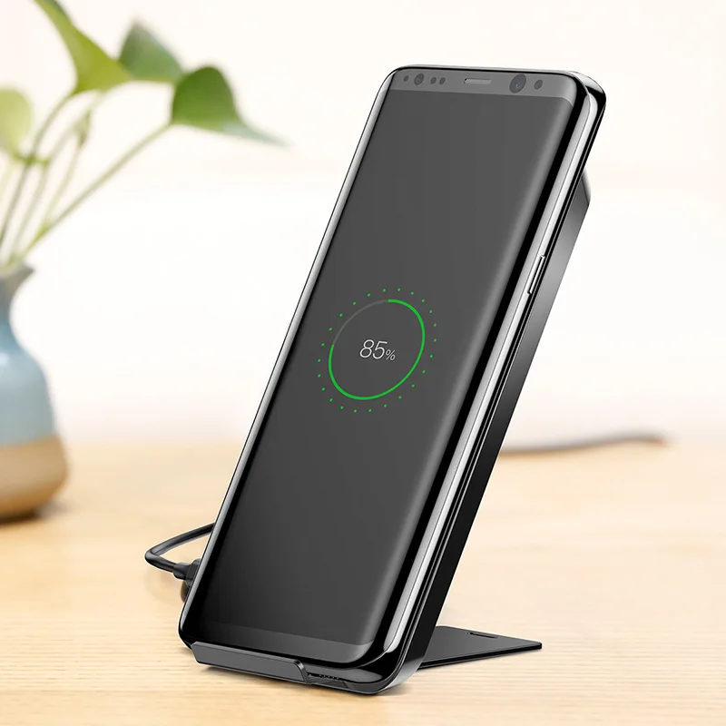 Baseus Qi Беспроводной зарядник Быстрая зарядка для iPhone X samsung Galaxy S9 мобильный телефон зарядное устройство для телефона с подставкой