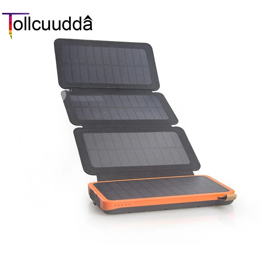 imágenes para Tollcuudda Pliegues Cargador Solar Portátil Poverbank Solar Power Bank 10000 mAh Batería Externa Dual del USB Para El Iphone 6 s Todo teléfonos imágenes para Tollcuudda Pliegues Cargador Solar Portátil Poverbank Solar Power Bank 10000 mAh Batería Externa Dual del USB Para El Iphone 6 s Todo teléfonos