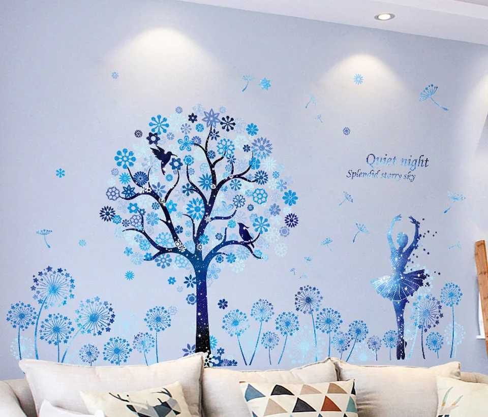 

DIY Tree Flower Wall Stickers for Kids Rooms Girls Rooms Bedroom Decor Dandelion Girls Wall Art Wall Decor Wall Paper