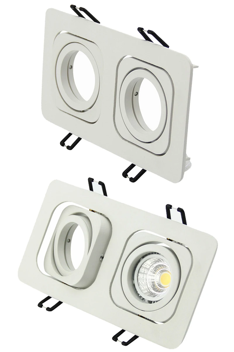 Двойной головкой квадратный современный светодиодный Потолочные светильники регулируемый светодиодный корпус MR16 GU10 замены рамки крепление светильника