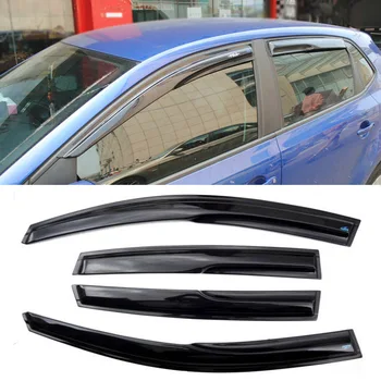 

Jinke 4pcs Windows Vent Visors Rain Guard Dark Sun Shield Deflectors For VW Polo 2011-2014