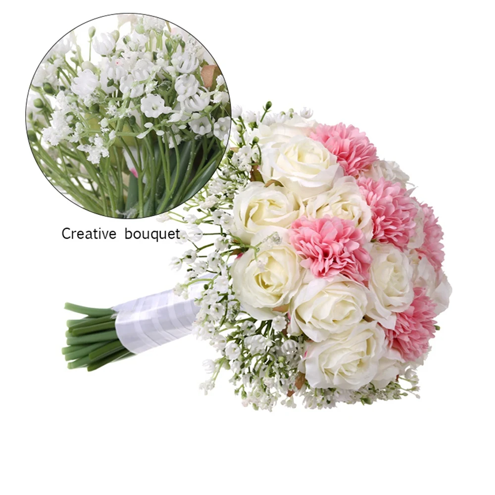 Свадебный букет в европейском и американском стиле, свадебный букет с лентами, свадебные цветы для невесты, цветы для невесты