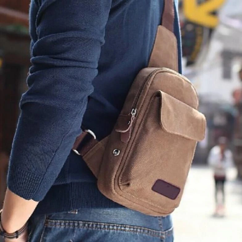 

Men's Casual Small Canvas Vintage Shoulder Crossbody Bicycle Bag Messager bags-coffee