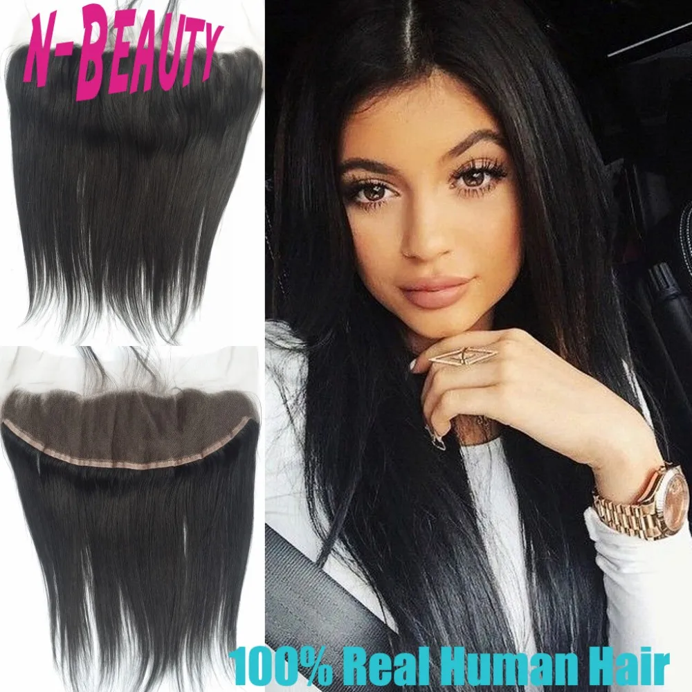 DHL Free 8A Human Hair Burmese Lace Frontal Closure 13x4 With Baby Hair Free Part Bleached Knots Virgin Straight Lace Frontals