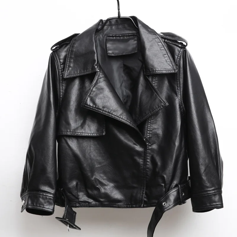 Aelegantmis осень зима женская короткая мягкая куртка из искусственной кожи черная куртка из искусственной кожи женская уличная мотоциклетная куртка верхняя одежда - Цвет: Черный