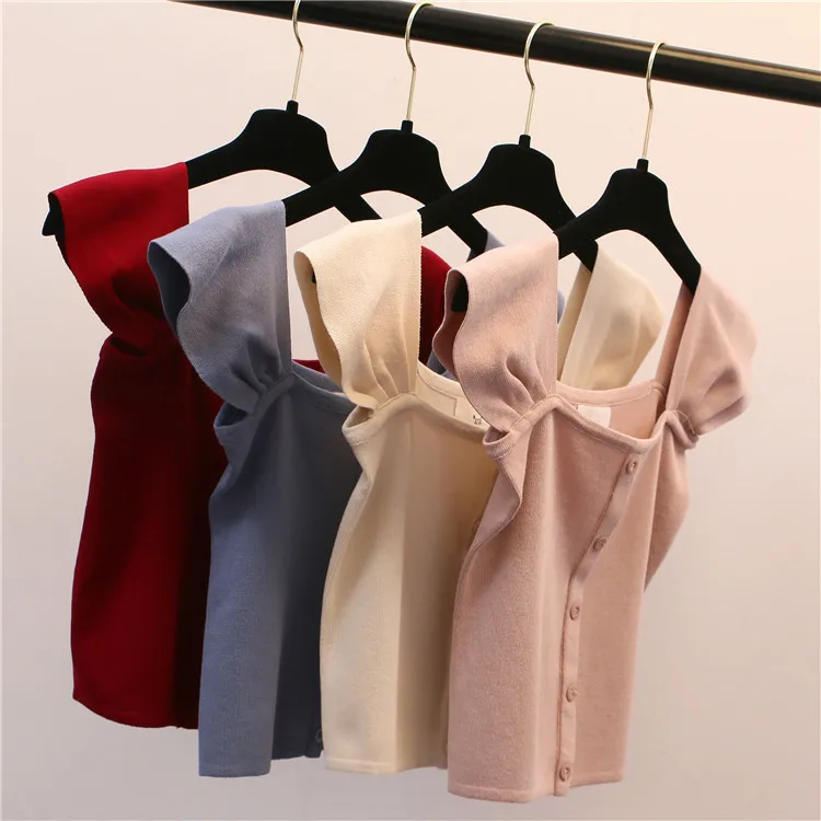 Женские майки Camis дизайн свободные гофрированные с коротким рукавом квадратный воротник короткие женские темпераментные топики футболки для женщин