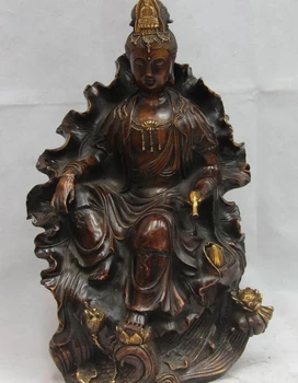 

Chinese Copper Bronze Gild Buddhism Lotus Leaf freedom godness Guanyin Kwan-Yin