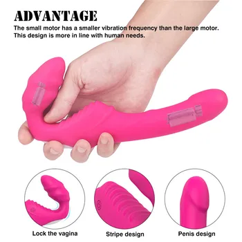 Lock vagina Strapless Strapon Dildo Vibrator 9 Speeds Double Vibrating Lesbian G-pot Vibrator Adult Sex Toys for woman Couples 2