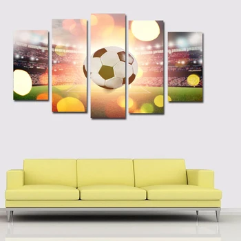 

5 Panels Canvas Art Printed on Canvas Football Poster And Prints Colorful Ball Wall Art Home Decor for Living Room Unframed