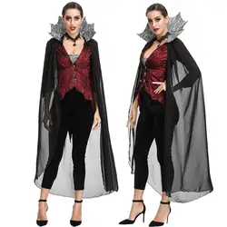 Хэллоуин Взрослый вампир королева сексуальная косплей одежда для женщин топ брюки плащ полный комплект новая мода карнавальный костюм