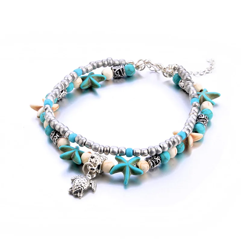 

Drop Shipping Ethnic Style Conch Starfish Turtle Anklet Bracelet Fashion Anklet Summer Jewelry Beach Gift for Women