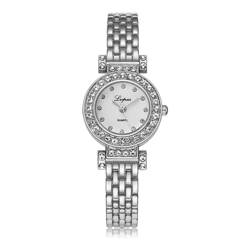 Топ бренд модные часы с браслетом женские золотые Роскошные наручные часы из сплава с кристаллами Женские повседневные деловые часы кварцевые часы - Цвет: silver