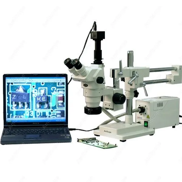 Trinocular Boom Stand Stereo Zoom Microscope AmScope Supplies 2X 225X