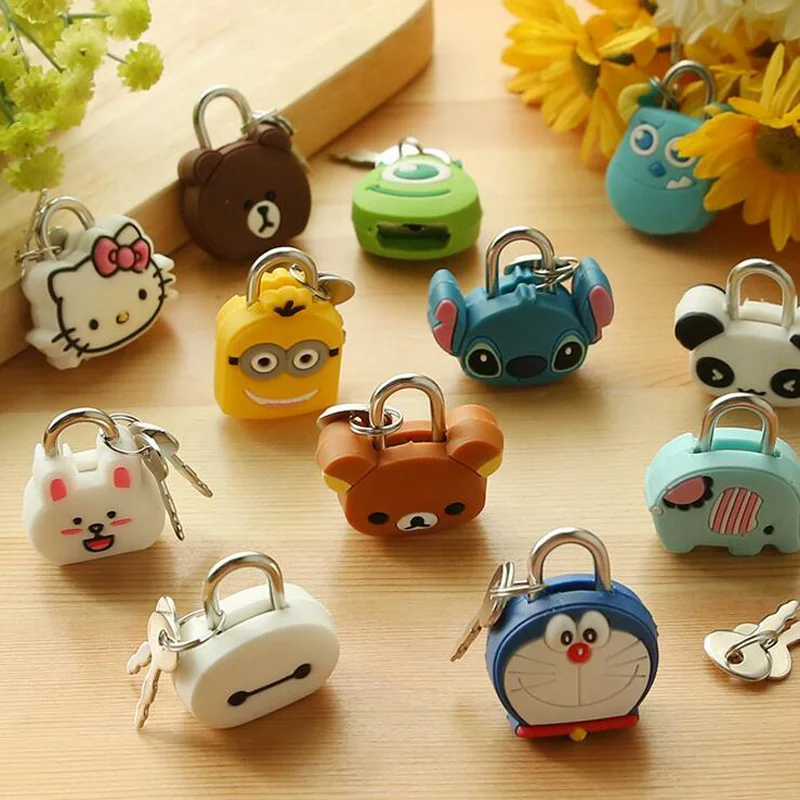 X38 милые Креативные персонажи из мультфильмов Kawaii животные чемодан сумка металлический замок Журнал Дневник паролем файл держатель интимные аксессуары - изображение