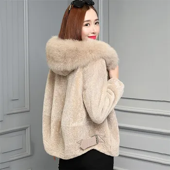 

Winter Coat Women Green Black Apricot Plus Size Faux Fur Hooded Jackets 2019 New Fashion Short Loose Chic Warmth Clothing LD1123