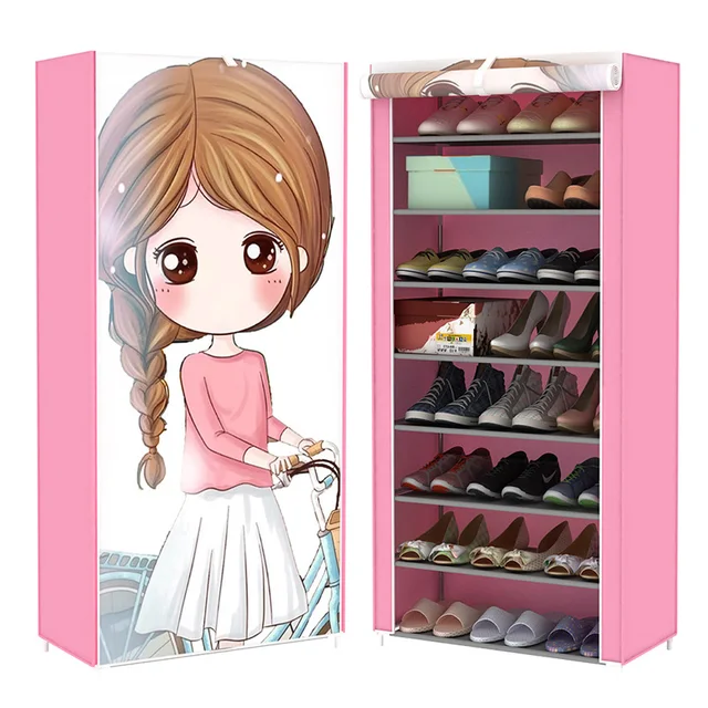 Cheap Shoe cabinet 9-layer 8-grid 3D drawing Non-woven fabrics large Shoe rack organizer removable shoe storage for home furniture Cheap Shoe cabinet 9-layer 8-grid 3D drawing Non-woven fabrics large Shoe rack organizer removable shoe storage for home furniture