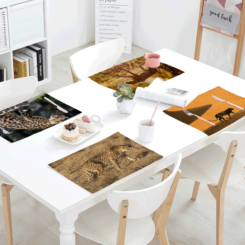 

Middle Eastern Cheetah Table Cloth 42* 32 CM Desert Cheetah Ferocious Cheetah Cute Little Cheetah Linen Family Tablecloth Decor