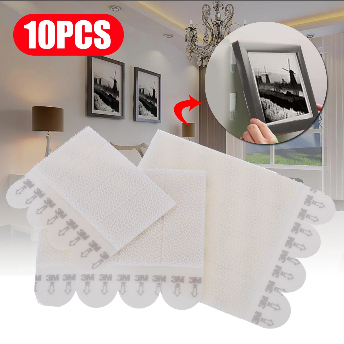 10pcs Command Picture Fram Hanging Strip Non-mark Command Hooks Damage-free Wall Stickers