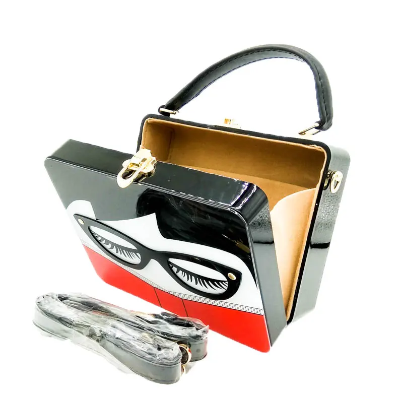 Boutique De FGG "дамы с очками" акриловая коробка клатч для женщин сумки модные вечерние жесткий чехол Сумки через плечо Crossobdy сумка