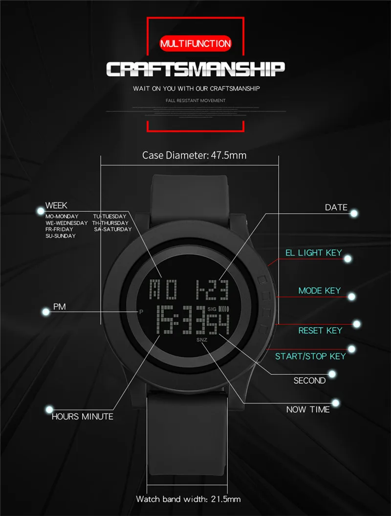 PANARS Women Digital Watch Relogio Feminino Sports Wrist Watch Female Clock Minimalist LED Electronic Running Watches For Women Outdoor (5)