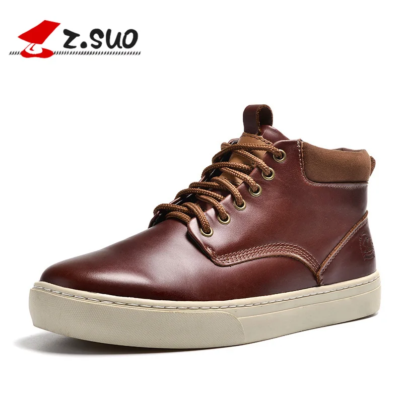

Z. Suo men boots. The first layer of cowhide fashion boots man, pure color with men's casual shoes, Zapatos de cuero zs9705