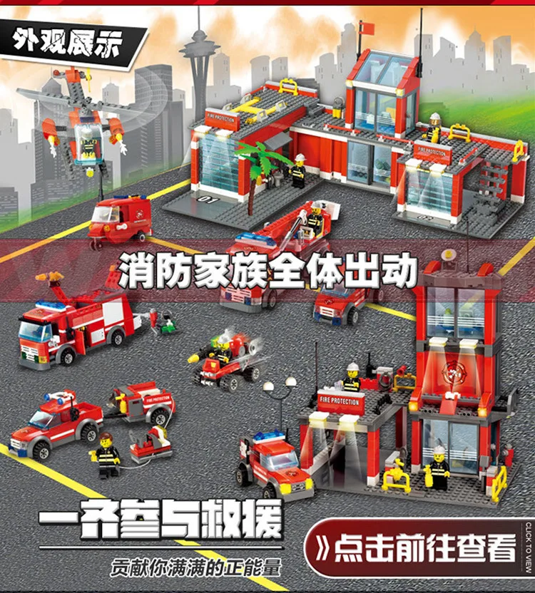 K Models Building toy Compatible with Legoings K8051~8059 Fire Blocks Toys Hobbies For Boys Girls Model Building Kits