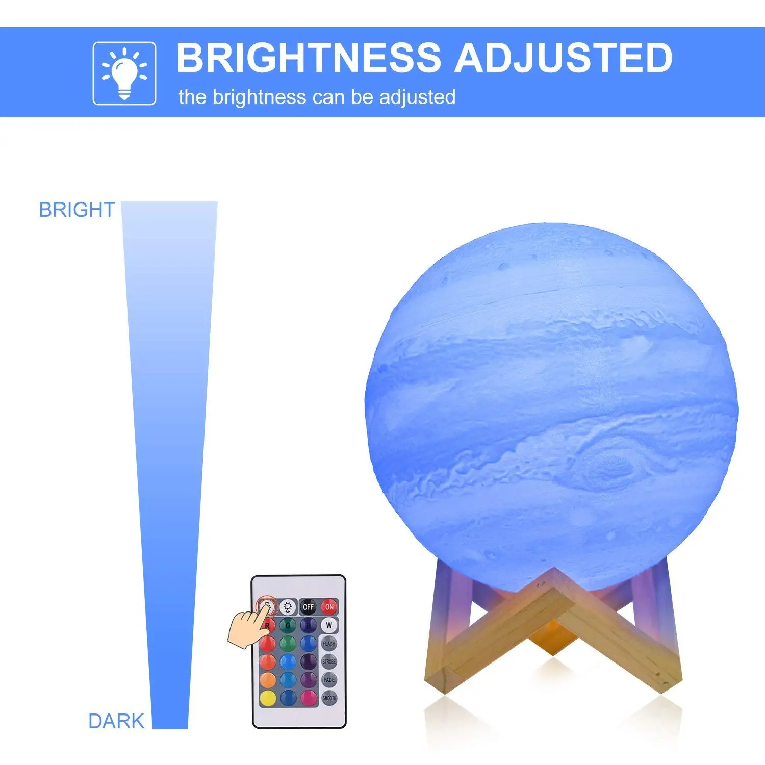 

3d Printing Jupiter Lamp Remote Control 16 Colors Jupiter Light Led Night Light Luminarias Battery Powered Usb Touch Light