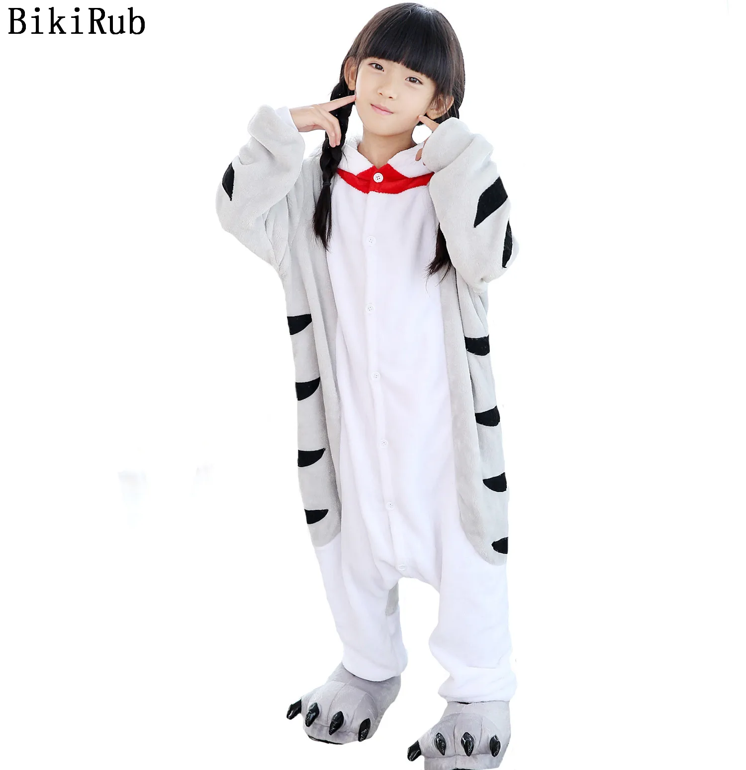 

BIKIRUB Children Pajamas Winter Sleepwear Boys Onesies Girls Pajama Set Kigurumi Cheese Cat Animal Kids Pyjamas Flannel Pijama