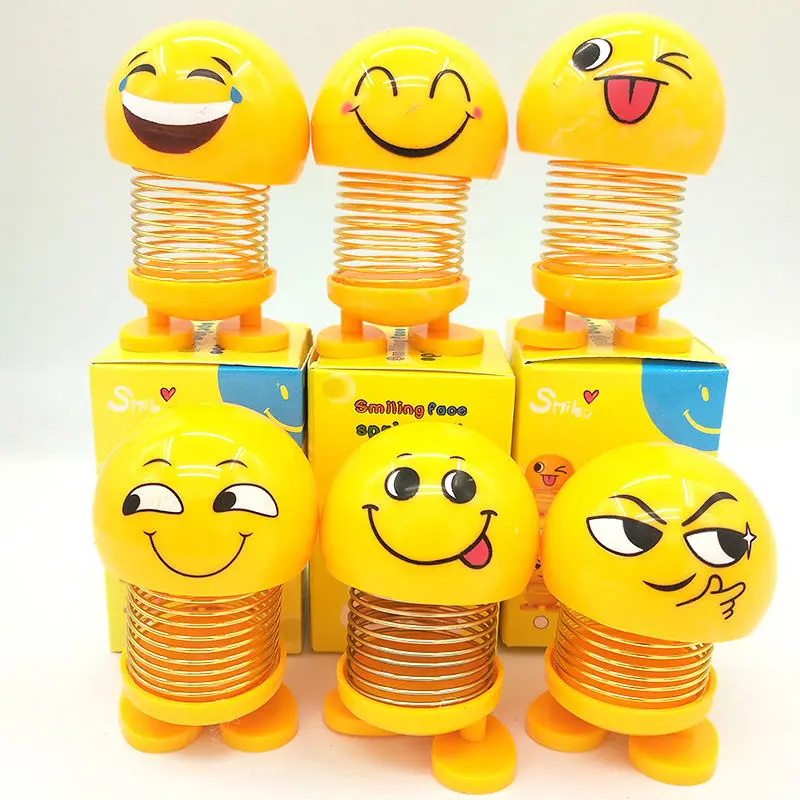 

Shaking the same paragraph with the spring shaking head doll car ornaments smiley expression package creative ornaments jewelry