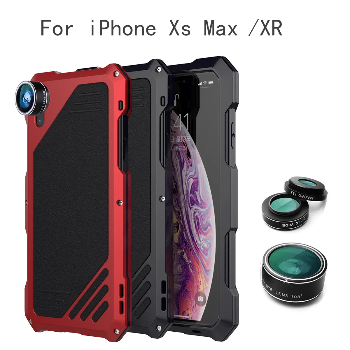 Алюминиевый металлический чехол с полной защитой для iPhone XR XS Max 3 объективами