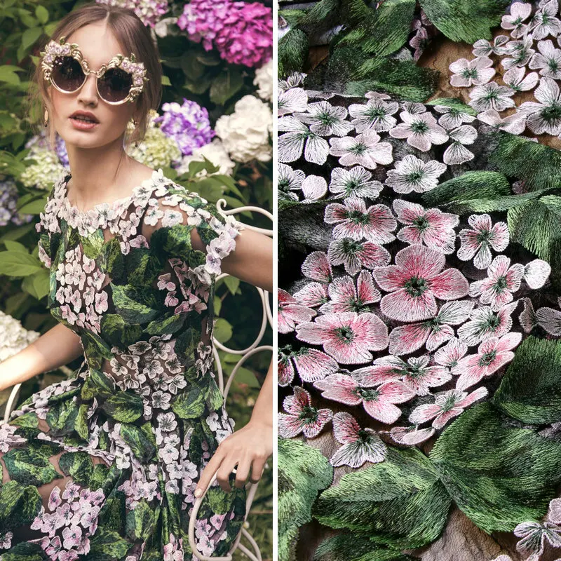 

DG stereo applique gauze water-soluble lace fabric embroidery cloth wedding dress handmade Hydrangea