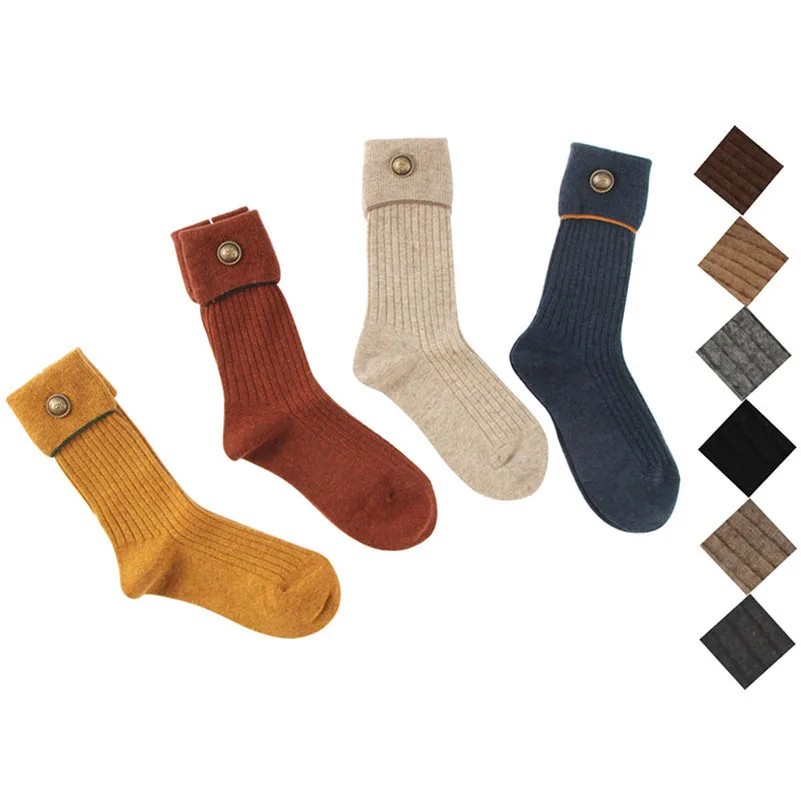 

6 Pairs Autumn Winter Warm Women Socks Solid Color Short Sock British Style Suit Wild Rabbit Wool Lady Girl Cute Art Socks Meias