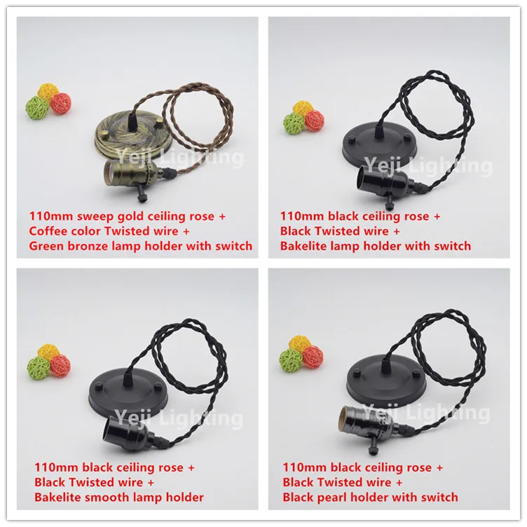 Винтажный Набор Из бронзового алюминиевого шнура для лампочки Эдисона E27