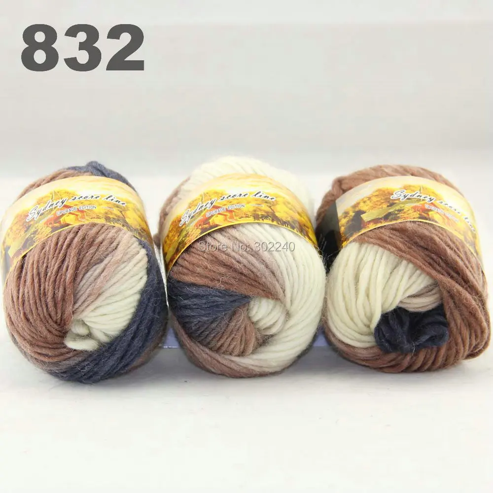 3Ballsx50g Pure Sable Cashmere Hand Knitwear Wool Shawls Soft Crochet Yarn 27