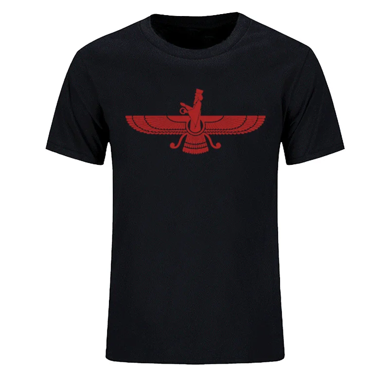 Summer New Farvahar Iran Persia Symbol Cotton Short Sleeve Men Tshirt Plus Size - Цвет: 9