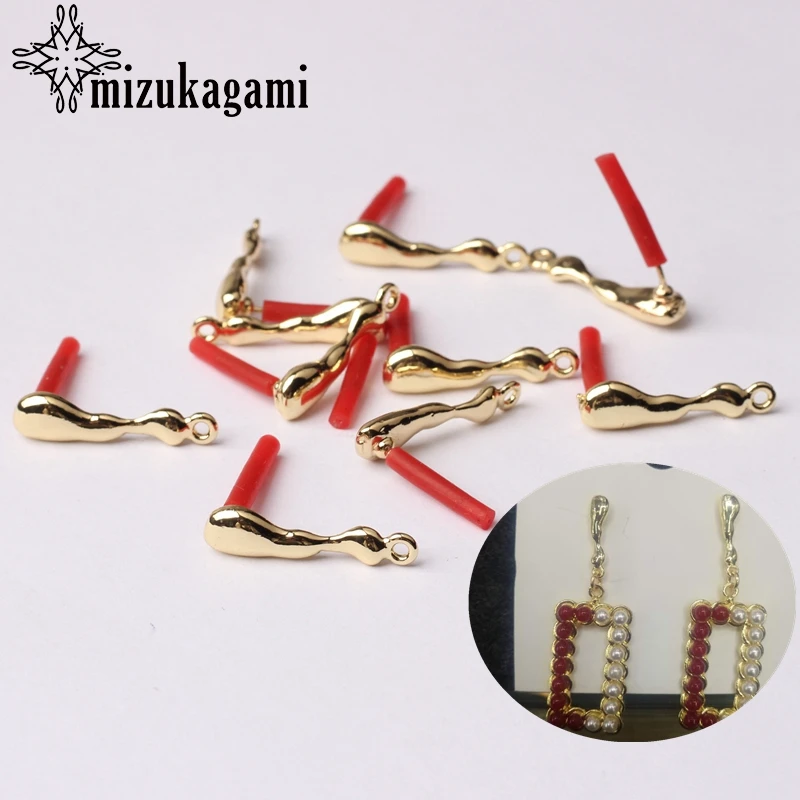 

Zinc Alloy Golden Irregular Long Tip Earring Base Connectors Linker 6pcs/lot 21*5mm For DIY Drop Earrings Jewelry Accessories