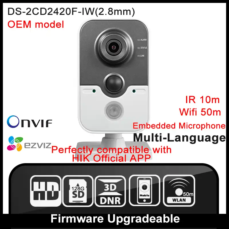 OEM ds 2cd2420f iw (2.8 мм) hik Оригинальная английская версия IP Камера 2mp POE сети WI FI