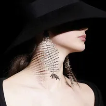 Rongho deisgn с множеством кристаллов рыбы длинные серьги для женщин Серебряные серьги для хип-хопа подвеска рок ювелирные изделия