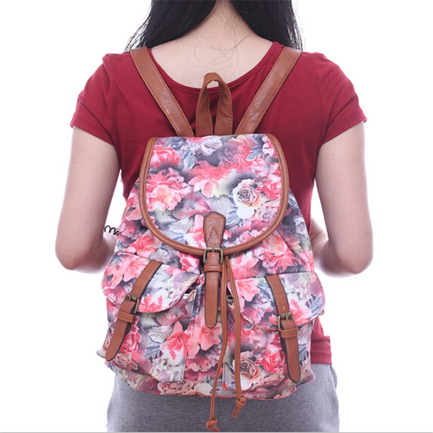 New Women Printing Backpack Canvas Floral School Bags For Teenagers Shoulder Bag Travel Bagpack Sac Bolsas