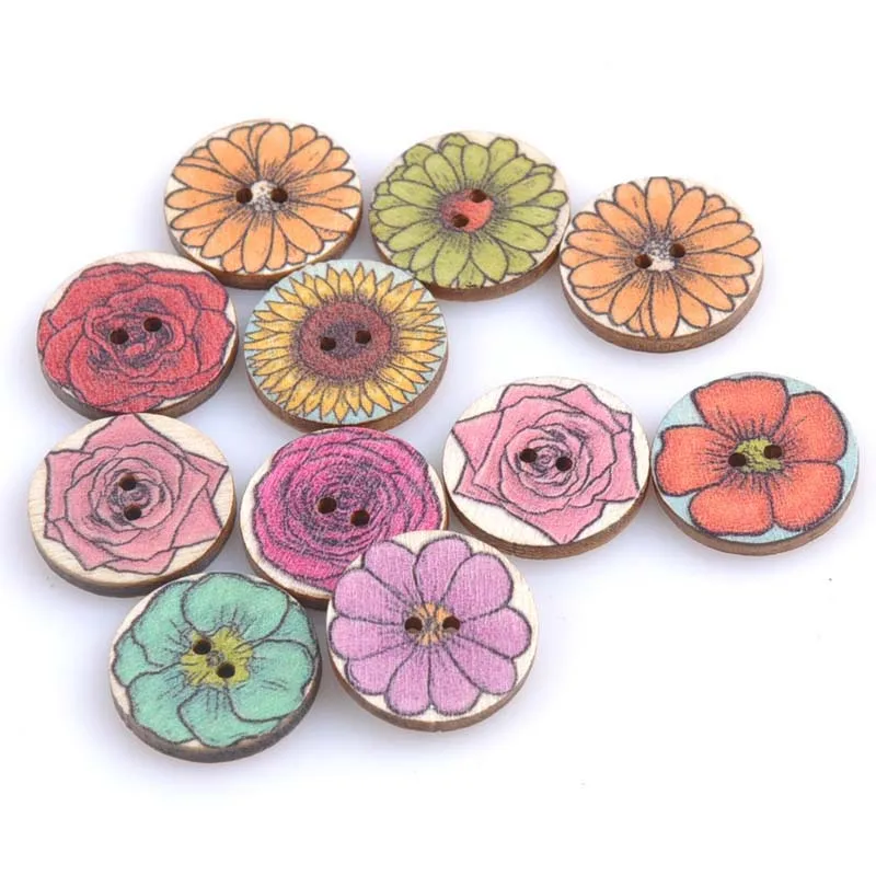 Sewing Accessories High Quality Popular Hot Sale Clothing Crafts Painted Sewing Gear Handwork 20PCS/Lot Wood Buttons