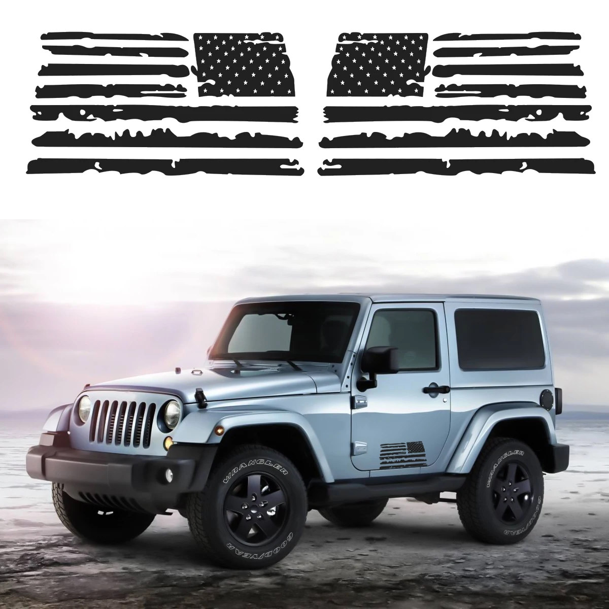 

4pcs 16.5cm Universal Auto US American USA Flag Vinyl Decal Car Sticker Distressed Grunge for Jeep Hood Window