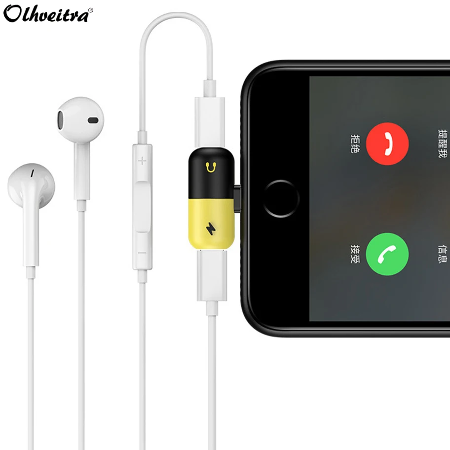 

Olhveitra Charging Headphone Adapter For iPhone 7 8 X XR XS Max Dual Port 2 in 1 Auriculares Charger Aux Audio Earphone Adaptor