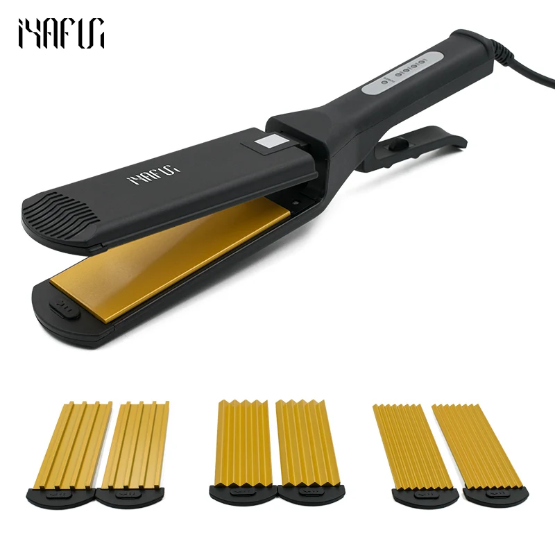 

YAFUN 4In1 Hair Curling Iron Ceramic Hair Curler Roller Electric Hair Straightener Crimper Corrugated Curl Rod Interchangeable