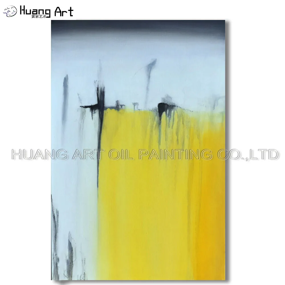 

Handmade Oil Paintings on Canvas Home Decor Wall Art Abstract Painting Hang Picture Modern Yellow Simple Oil Painting