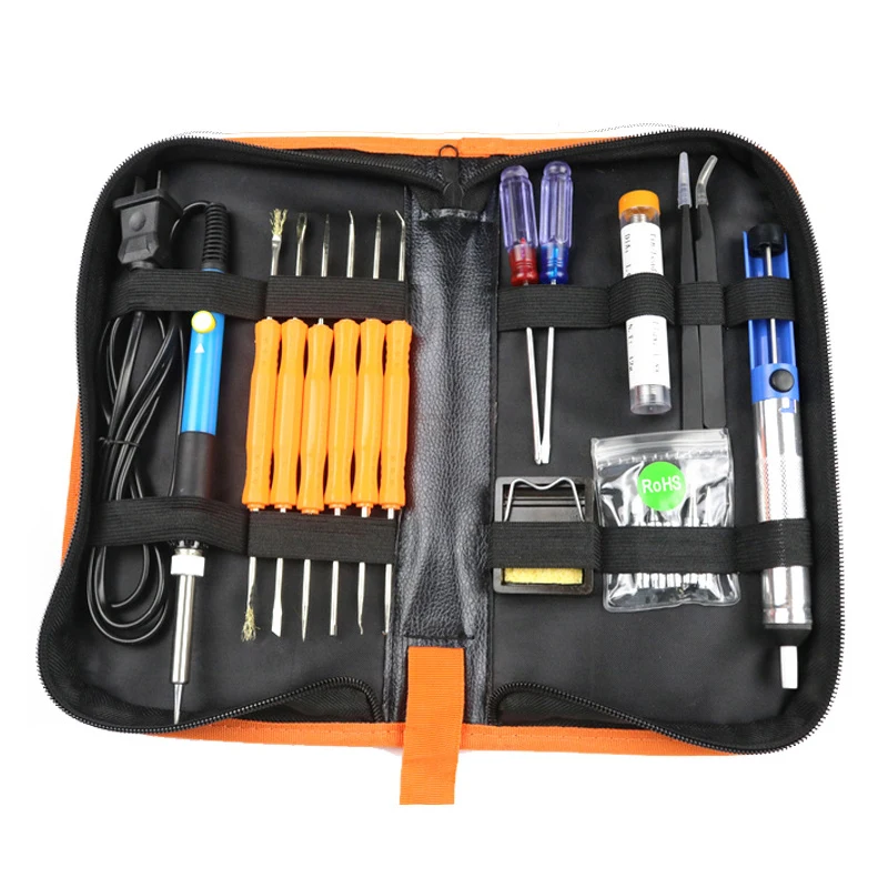 

19PCS SET With Carrying Bag Adjustable Temperature Soldering Iron Gun Kit Soldering Iron Internal Heating Lead-free