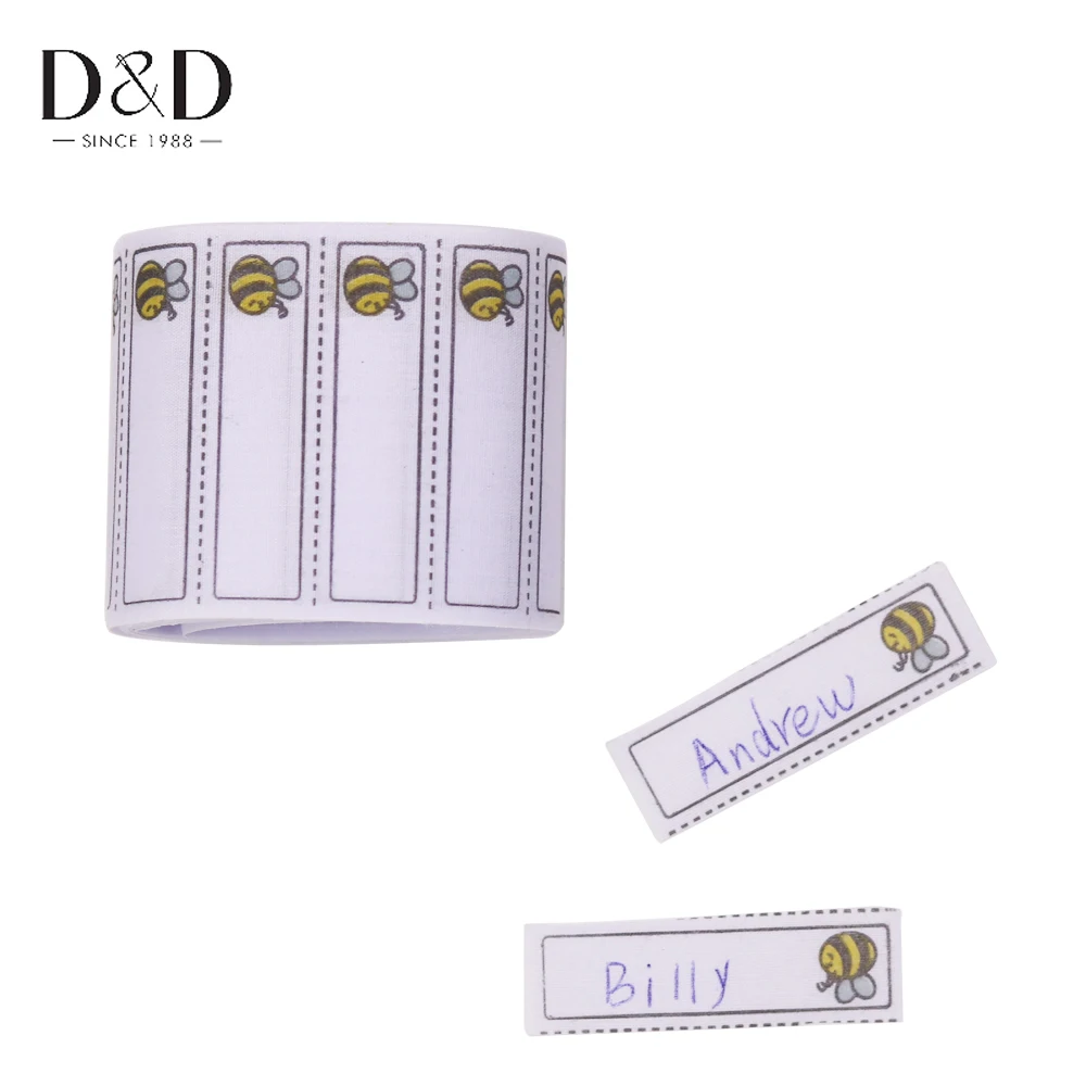 

D&D 200pcs/pack White Washable Iron on Name Garment Labels Fabric Tags Marker Set for School Clothes Sewing Accessories