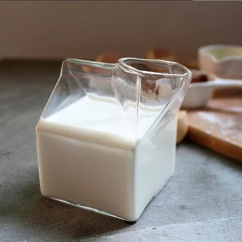 

Creative Transparent Milk Glass Coffee Tea Juice Mug Container Breakfast Milk Cup Children Milk Mug White Black Print Milk Cup