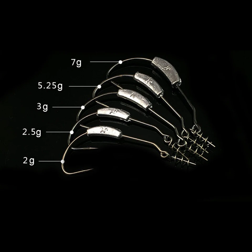 10 шт. крючки+ 10 шт. пружины колючий свинец офсетный рыболовный крючок подходит для техасской рыболовной снасти Аксессуары для рыбалки