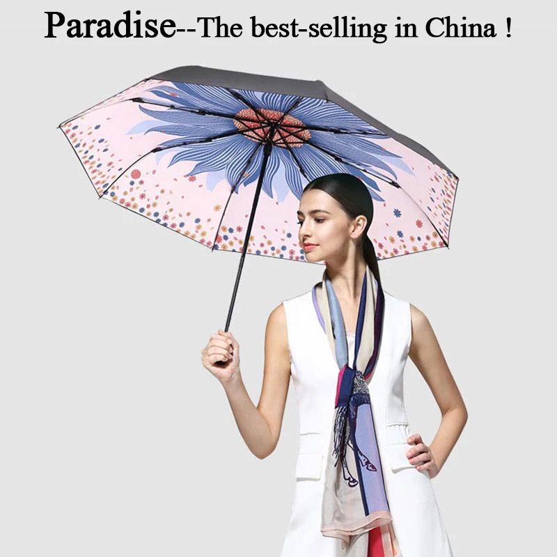 

Brand Auti-UV Fashion Umbrella Rain Women Sunflower Folding Parasol Modish Quality Windproof Sun Umbrellas Girl Big Female Gift